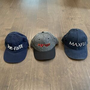Lot Of 3 Vtg Golf Hats 90s Top Flite KJUS Maxfli 5950‎ New Era Headmaster Wool
